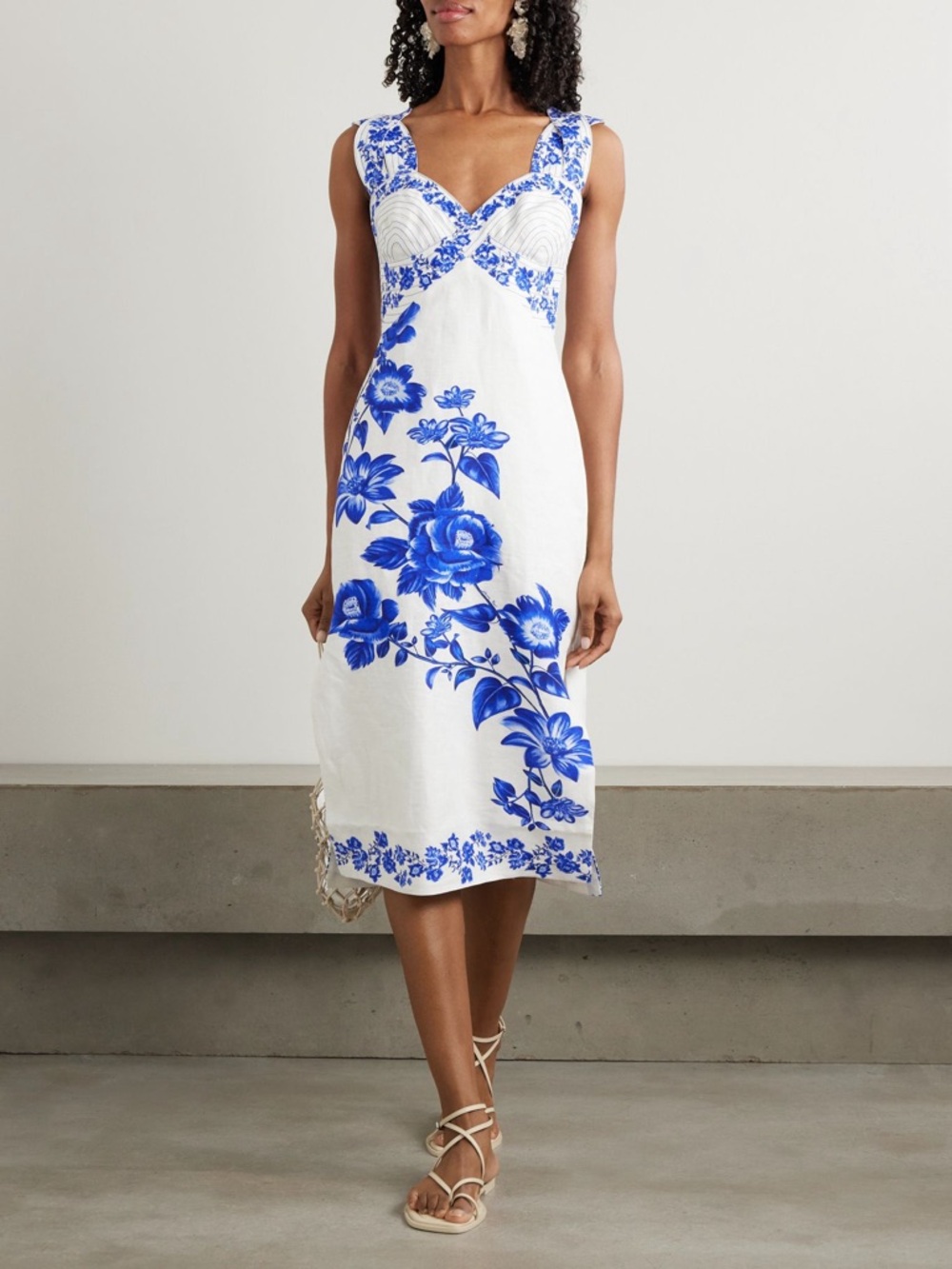 The Farm Rio Floral Cascade Wavy Midi Dress